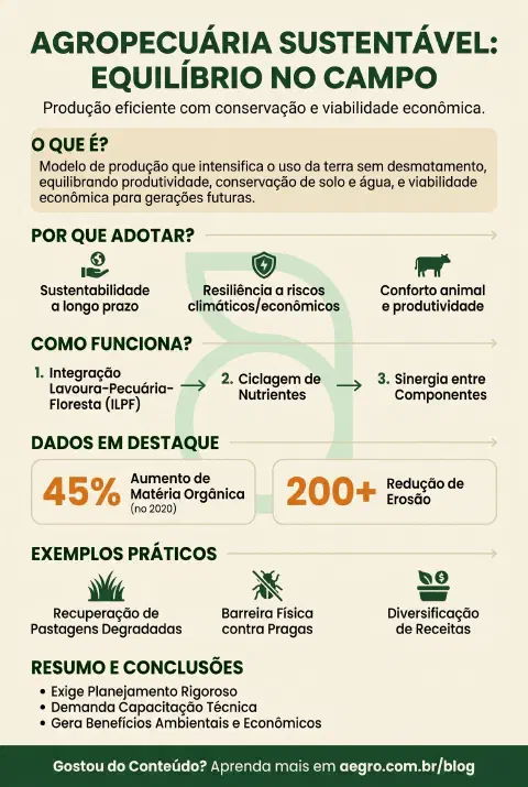 Infográfico educativo sobre Agropecuária Sustentável