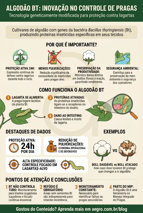 Infográfico educativo sobre Algodão Bt