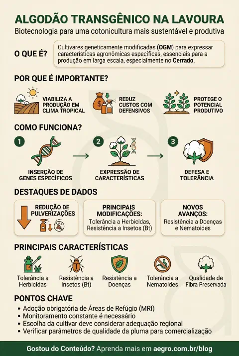 Infográfico educativo sobre Algodão Transgênico