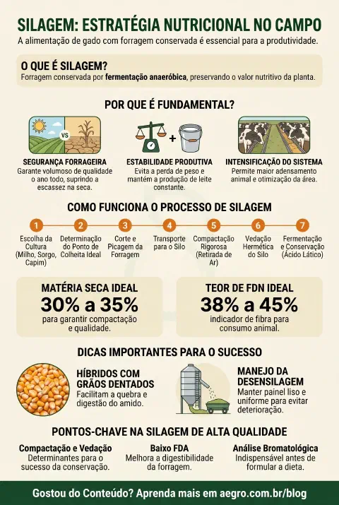 Infográfico educativo sobre Alimentação De Gado Com Silagem