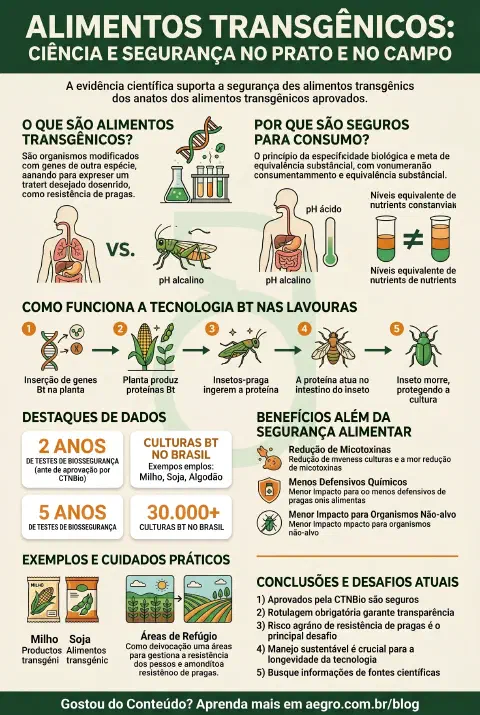 Infográfico educativo sobre Alimento Transgenico Faz Mal