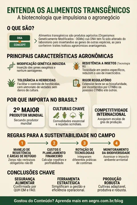 Infográfico educativo sobre Alimentos Transgênicos