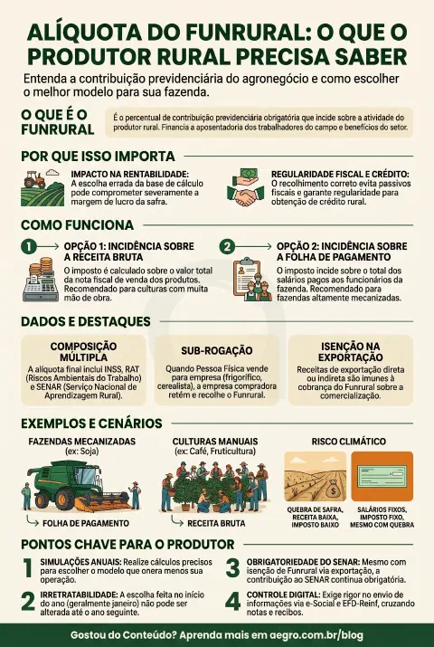 Infográfico educativo sobre Aliquota Do Funrural