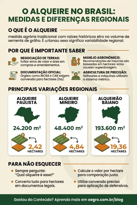 Infográfico educativo sobre Alqueire Medidas