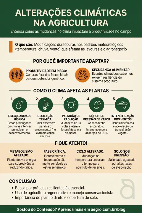 Infográfico educativo sobre Alterações Climáticas Na Agricultura