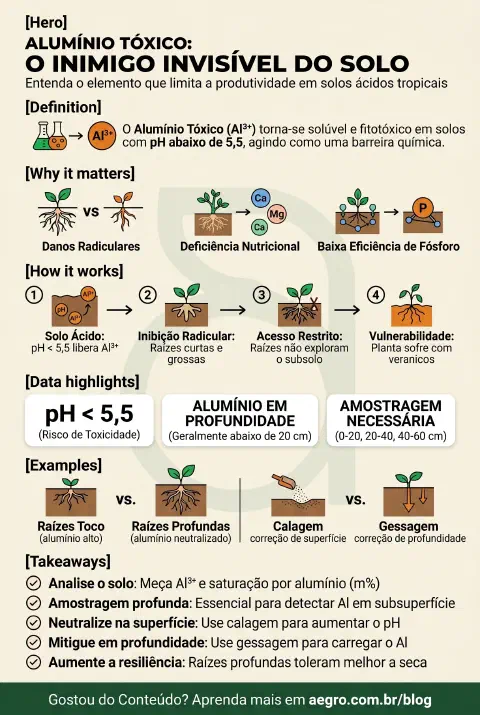 Infográfico educativo sobre Alumínio Tóxico No Solo