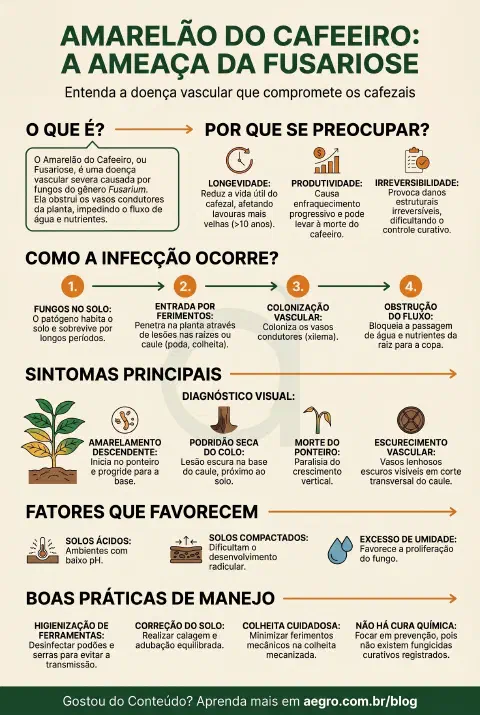 Infográfico educativo sobre Amarelão Do Cafeeiro