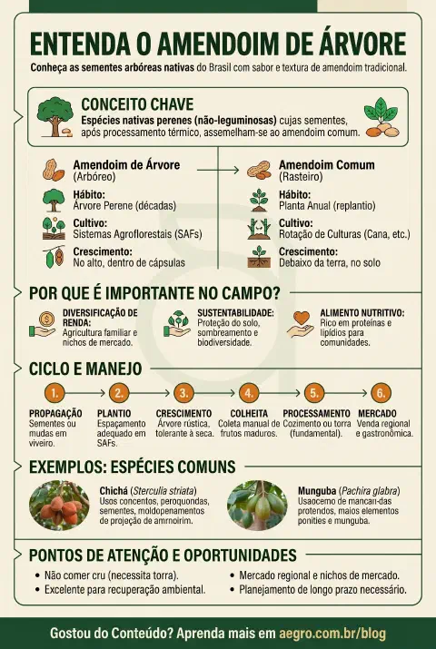 Infográfico educativo sobre Amendoim De Arvore