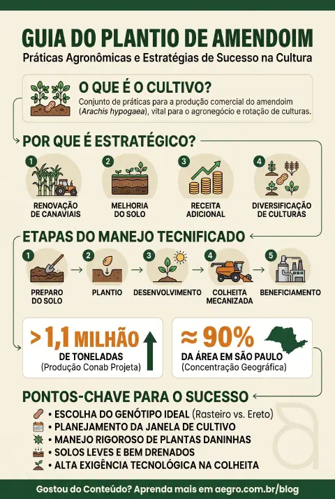 Infográfico educativo sobre Amendoim Plantacao