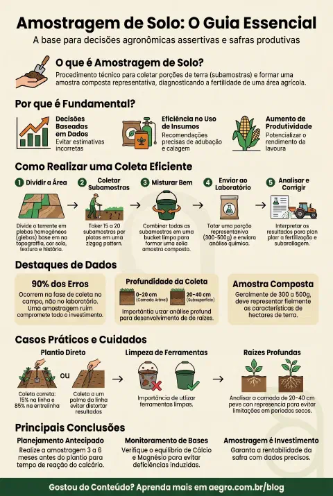 Infográfico educativo sobre Amostra De Solo