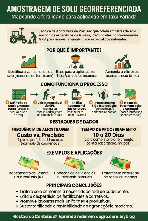 Infográfico educativo sobre Amostragem De Solo Georreferenciada