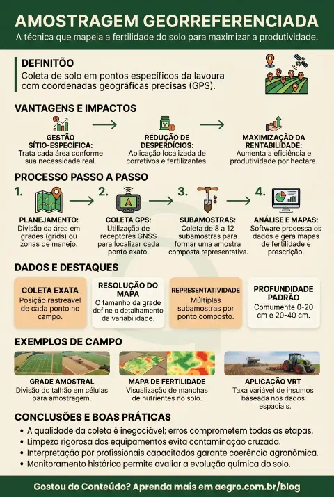 Infográfico educativo sobre Amostragem Georreferenciada