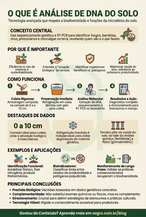 Infográfico educativo sobre Análise De Dna Do Solo