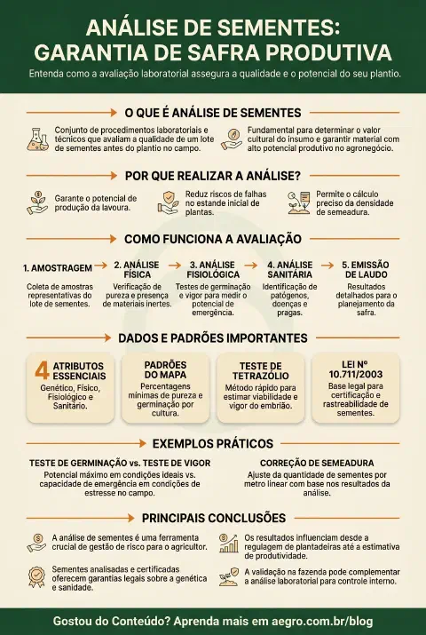 Infográfico educativo sobre Análise De Sementes
