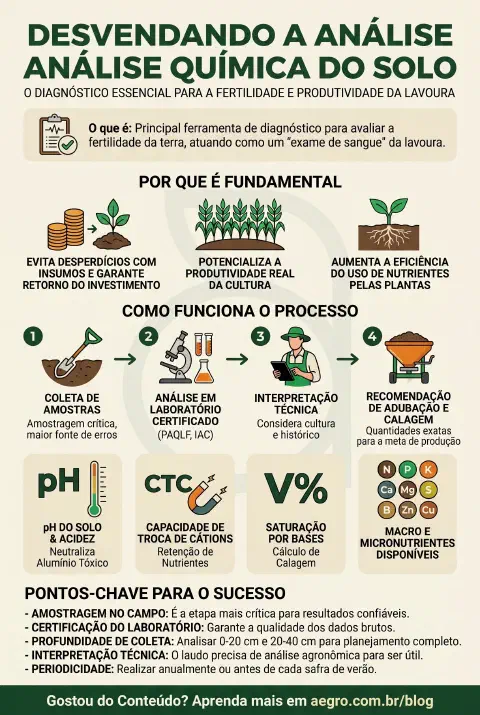 Infográfico educativo sobre Análise Química Do Solo