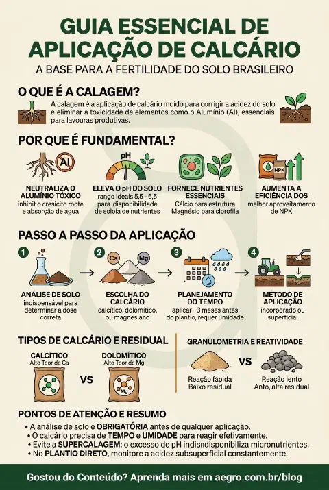 Infográfico educativo sobre Aplicacao De Calcario
