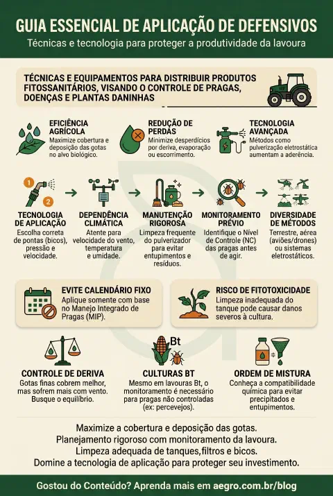 Infográfico educativo sobre Aplicação De Defensivos