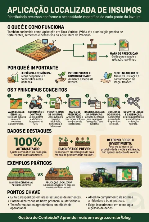 Infográfico educativo sobre Aplicação Localizada De Insumos