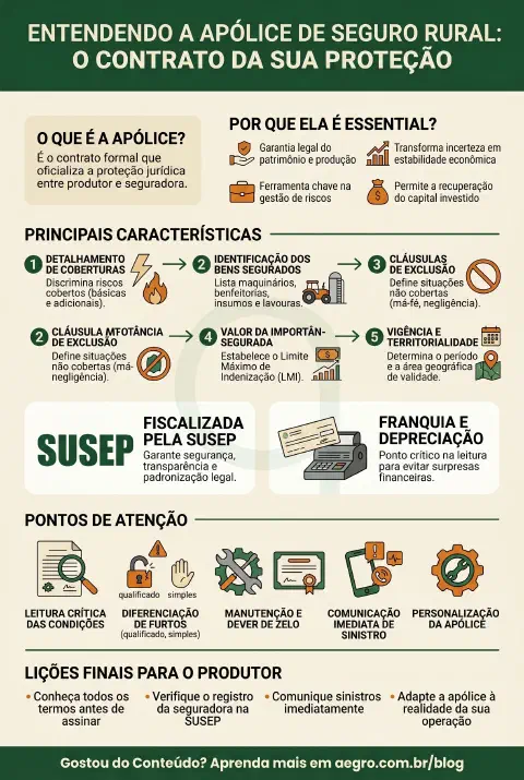 Infográfico educativo sobre Apólice De Seguro Rural
