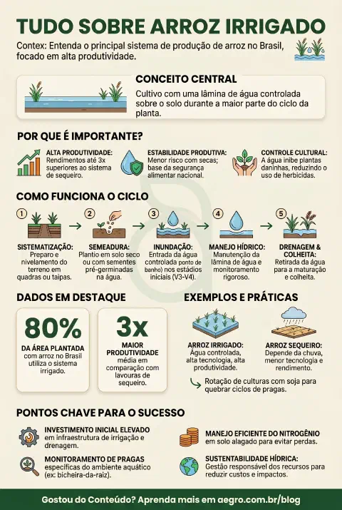 Infográfico educativo sobre Arroz Irrigado