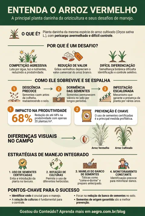Infográfico educativo sobre Arroz Vermelho
