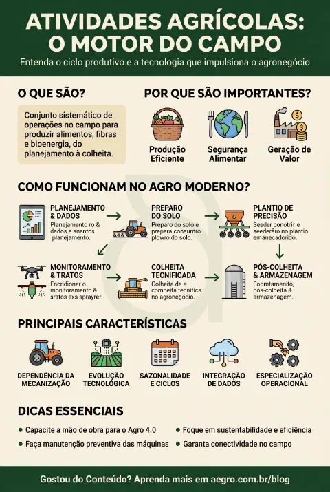 Infográfico educativo sobre Atividades Agricolas