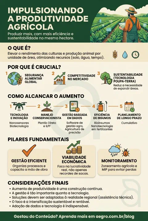 Infográfico educativo sobre Aumento De Produtividade Agrícola