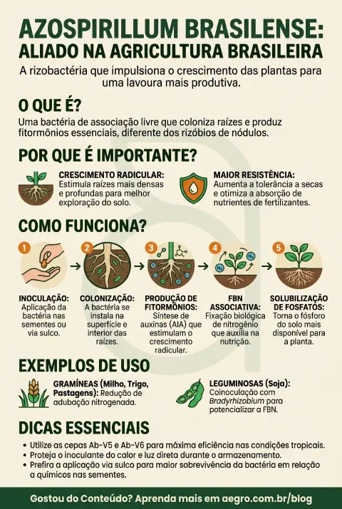 Infográfico educativo sobre Azospirillum Brasilense