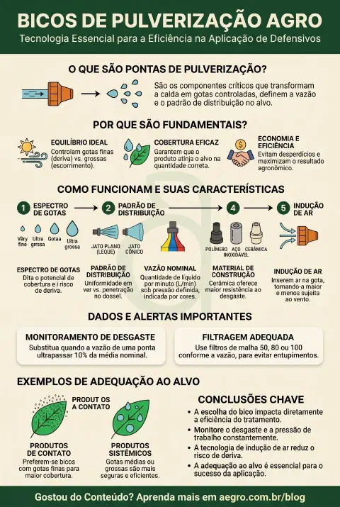 Infográfico educativo sobre bicos de pulverização