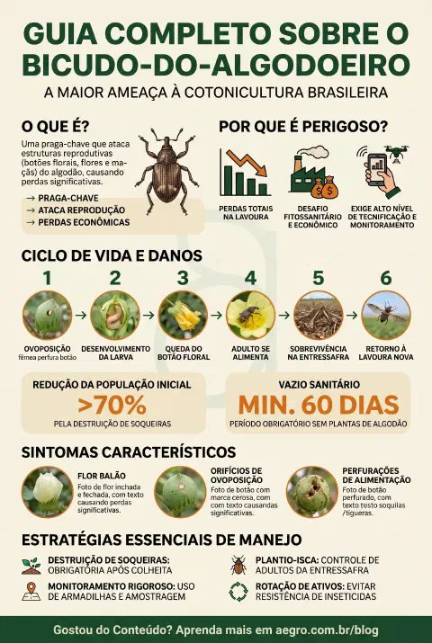 Infográfico educativo sobre Bicudo Do Algodoeiro