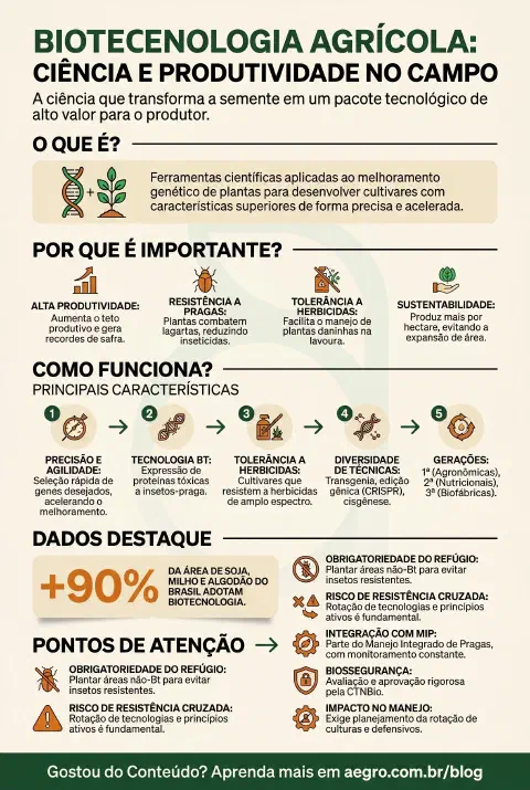 Infográfico educativo sobre Biotecnologia Agrícola