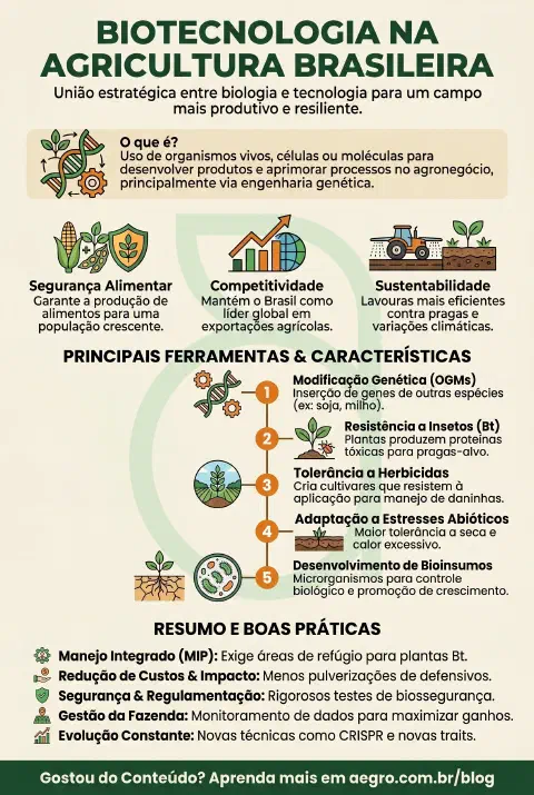 Infográfico educativo sobre Biotecnologia Na Agricultura