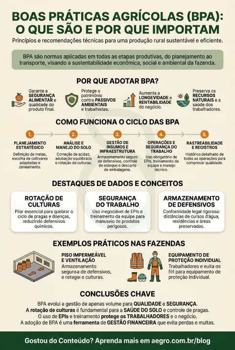 Infográfico educativo sobre Boas Práticas Agrícolas