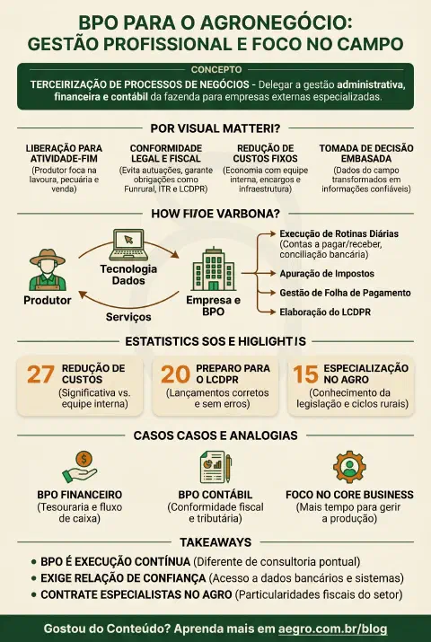 Infográfico educativo sobre Bpo Para O Agronegócio
