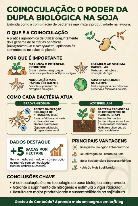 Infográfico educativo sobre Bradyrhizobium E Azospirillum