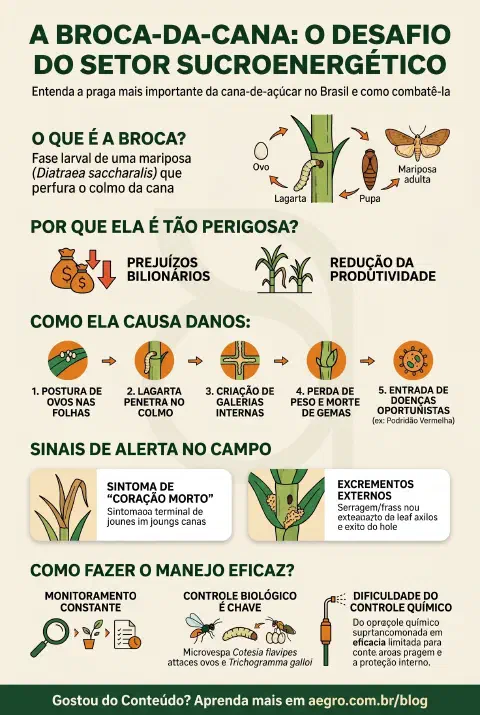 Infográfico educativo sobre Broca Da Cana