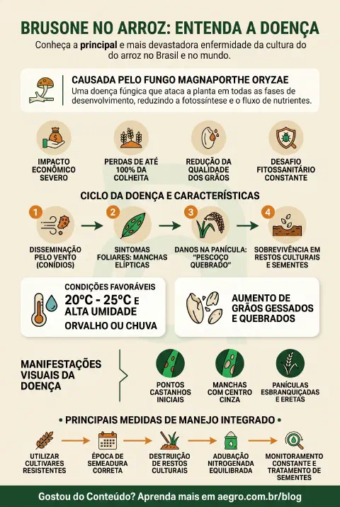 Infográfico educativo sobre Brusone No Arroz