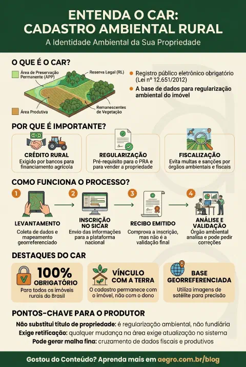 Infográfico educativo sobre Cadastro Ambiental Rural (car)
