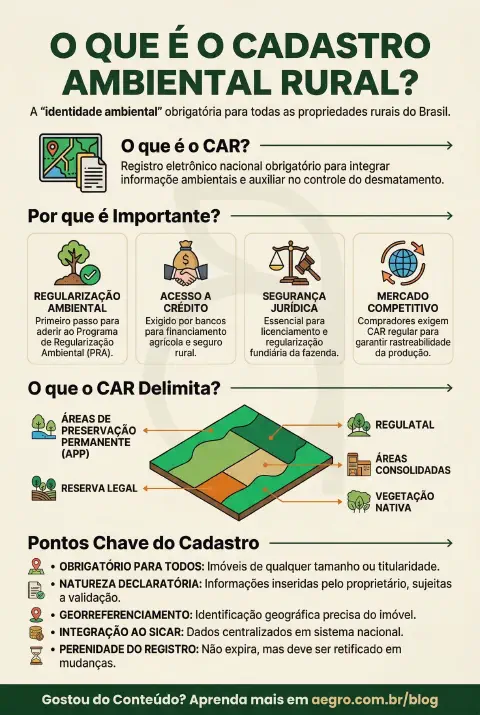Infográfico educativo sobre Cadastro Ambiental Rural
