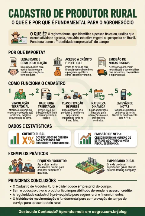 Infográfico educativo sobre Cadastro De Produtor Rural
