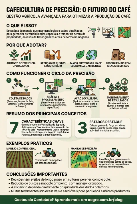 Infográfico educativo sobre Cafeicultura De Precisão