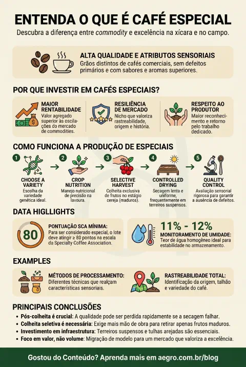 Infográfico educativo sobre Cafés Especiais