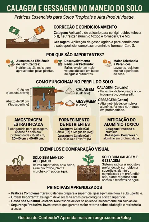 Infográfico educativo sobre Calagem E Gessagem