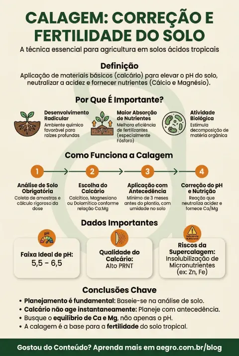 Infográfico educativo sobre Calagem