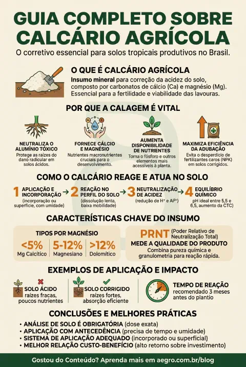 Infográfico educativo sobre Calcário Agrícola