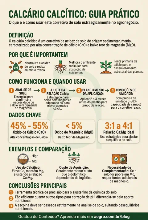 Infográfico educativo sobre Calcário Calcítico