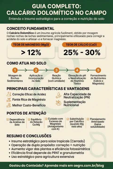 Infográfico educativo sobre Calcario Dolomitico