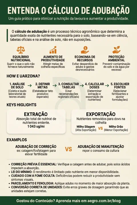 Infográfico educativo sobre Cálculo De Adubação