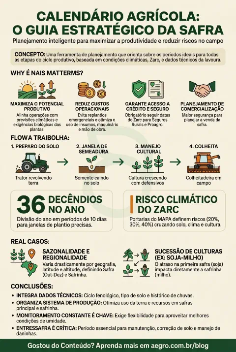 Infográfico educativo sobre Calendário Agrícola