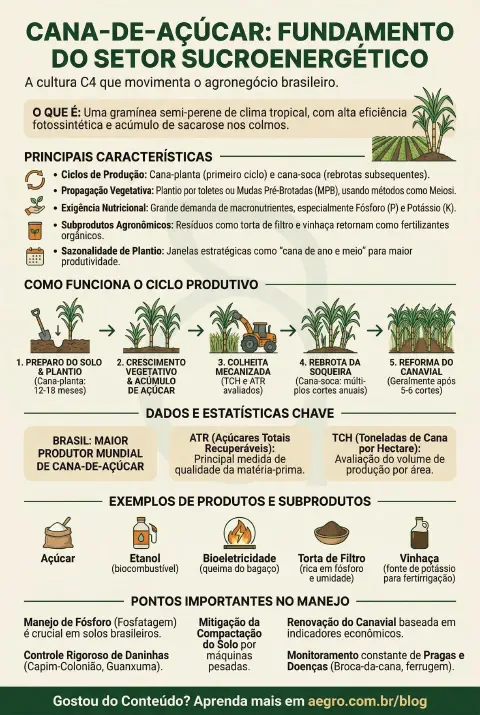 Infográfico educativo sobre Cana De Açúcar